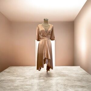 Elegant Cream Wrap Dress